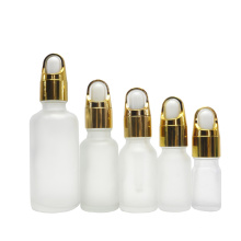 frosted clear glass dropper spray bottle with gold cap for essential oil serum GB-274B